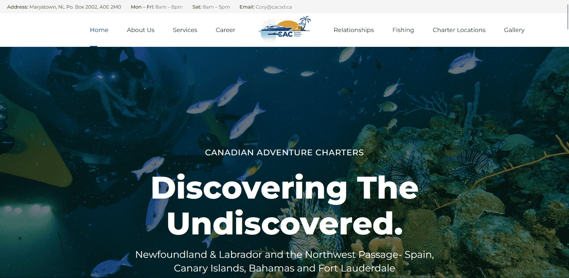 Canadian Adventure Charters website